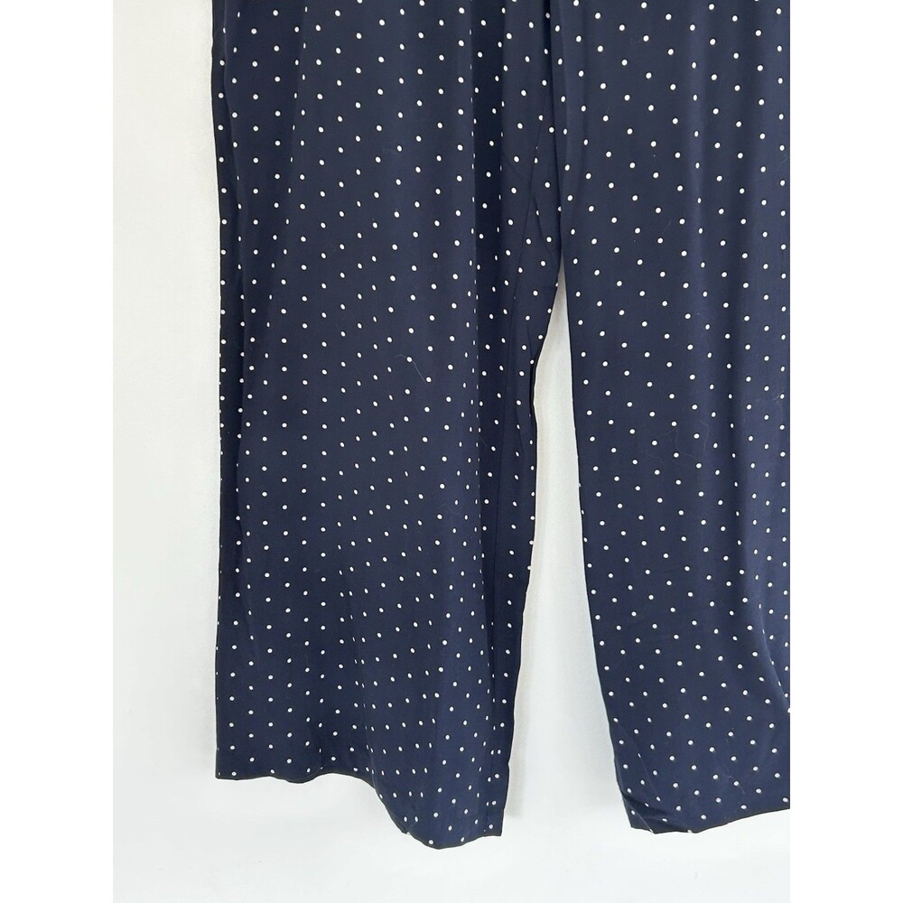 J.Jill Pants Size XL Navy Blue White Polka Dots Elastic Waist Wide Leg Nautical - Picture 4 of 8